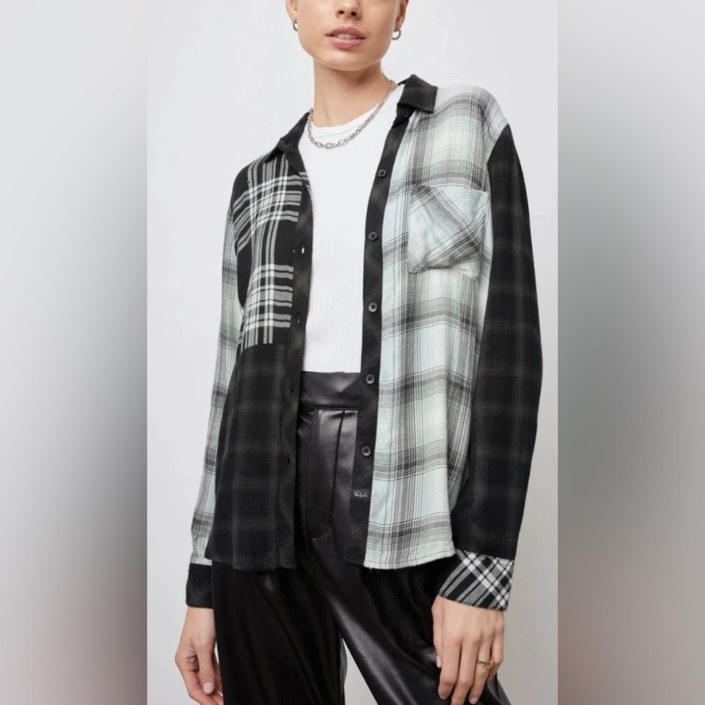 RAILS Hunter Mixed Onyx Plaid Women’s Button Up Shirt Size XS